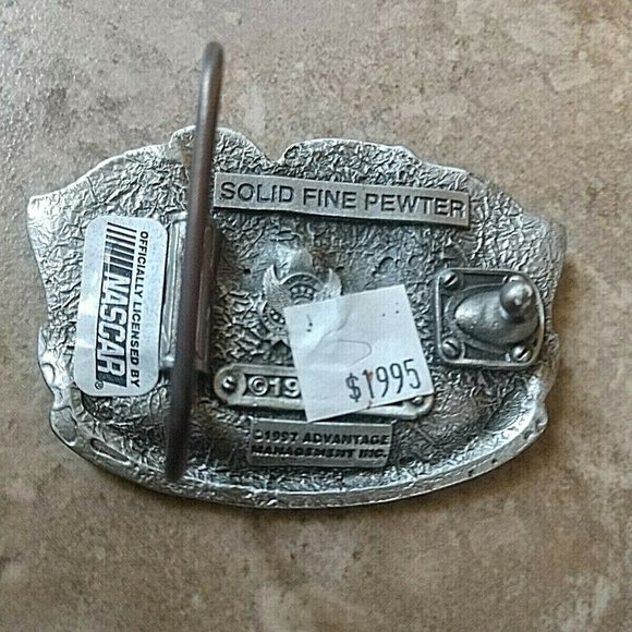 VINTAGE NASCAR Bill Elliott 94 Die Hard Fan Belt Buckle Fine Pewter Of - Picture 3 of 5
